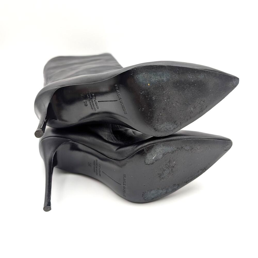 Black Suede Studio Kath 80 Knee High Boots Women's Black Leather Size US7.5 EU38 - Picture 8 of 13